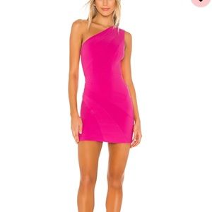 Pink one shoulder short dress